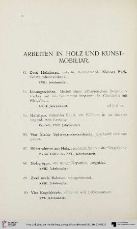 Arbeiten in Holz und Kunst-Mobiliar (Nr. 83-137)