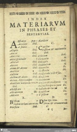 Index Materiarum In Phrases Et Sententias
