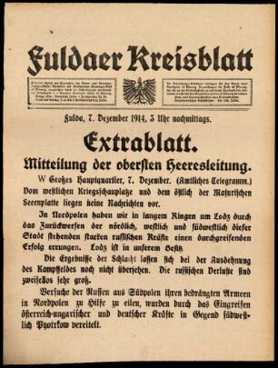 Dritte Ausgabe vom Montag, den 07. Dezember 1914.