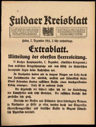 Dritte Ausgabe vom Montag, den 07. Dezember 1914.