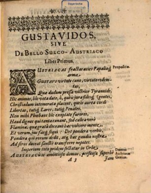 Gustavidos, sive de bello sueco-austriaco libri tres : Poematum miscellaneorum liber unus