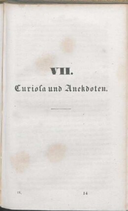 VII. Curiosa und Anekdoten.
