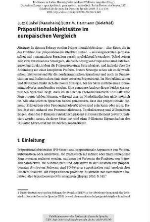 Präpositionalobjektsätze im europäischen Vergleich