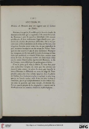 Section IV: Histoire de Memnon dans son rapport avec le Colosse de Thèbes