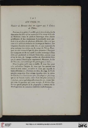 Section IV: Histoire de Memnon dans son rapport avec le Colosse de Thèbes