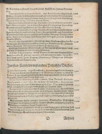 Juristen/ Cantzeley und andere Politsche Bücher.