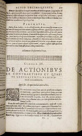 Classis IV. De Actionibus Ex Contractibus Et Quasi Ex Contractibus, Nominatis & innominatis.