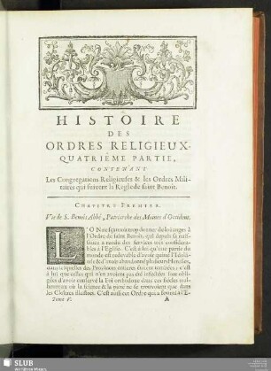 Chapitre Premier. Vie de S. Benoît Abbé, Patriarche des Moines d‘Occident