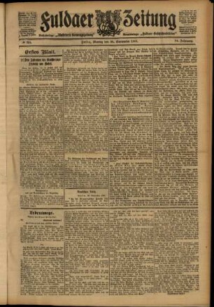 Erste Ausgabe vom Montag, den 30. September 1907.