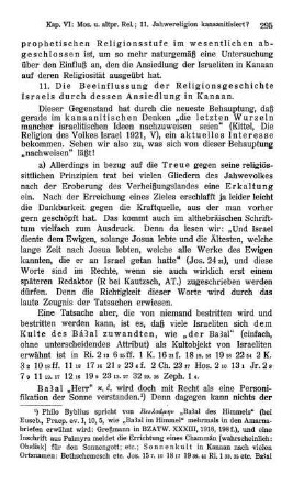 [Einfluß der Einwanderung in Kanaan auf die prophetische Religion.]