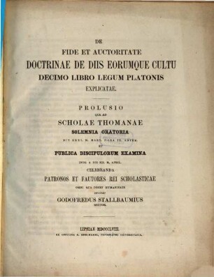 Oratio qua ad sacra anniversaria Scholae Thomanae ... celebranda ... invitat, 1857/58