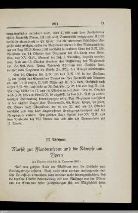 III. Marsch zur Flandernfront und die Kämpfe um Ypern