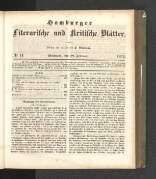 No. 14. 18. Februar 1852