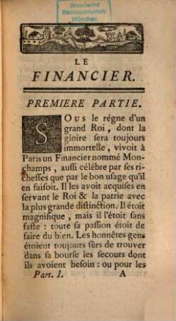 Le financier, 1. (1755). - 168 S.