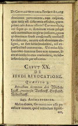 Caput XX. De feudi revocatione.