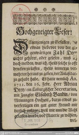 Hochgeneigter Leser!