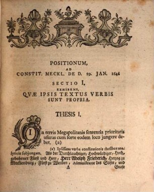 Positiones inaug. sistentes analysin Constit. Meckl. D. D. 29. Ian. MDCXLVI. : cum conclusionibus ...