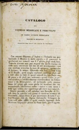 Catalogo Di Uccelli Messicani e Peruviani
