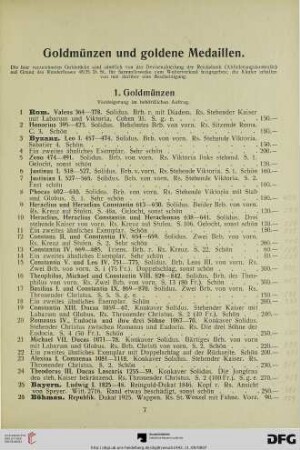 Goldmünzen und goldene Medaillen (Nr. 1-1029)