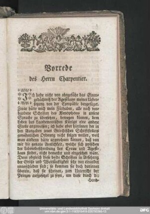 Vorrede des Herrn Charpentier.