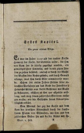 Erstes Kapitel. - Zweytes Kapitel.