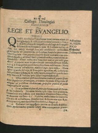 Disputatio X. De Lege Et Evangelio.