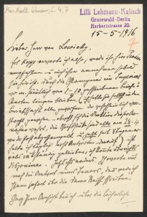 Brief an Rudolf von Lewicki : 15.05.1916