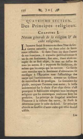 Quatriéme Section. Des Principes religieux