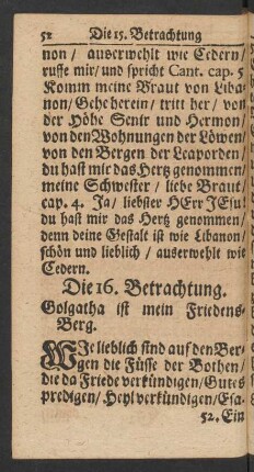 Die 16. Betrachtung. Golgatha ist mein Friedens-Berg.
