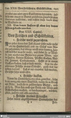 Das XXII. Capitel, Von Fröschen und Schildkröten
