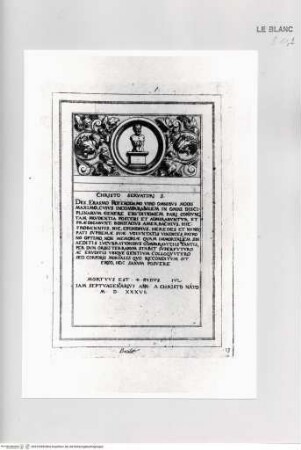 Monumenta clarorum doctrina praecipuè ..., Tafel 13: Grabstein des Erasmus von Rotterdam in Basel