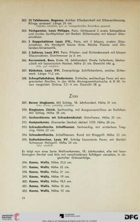 [Zinn, Messing, Bronzen, etc.] (Nr. 389-455)