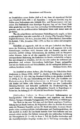 Jüdisches Leben in Deutschland, hrsg. und eingeleitet von Monika Richarz , Bd. 1: Selbstzeugnisse zur Sozialgeschichte 1780 - 1871 : Stuttgart, Deutsche Verlagsanstalt, 1976