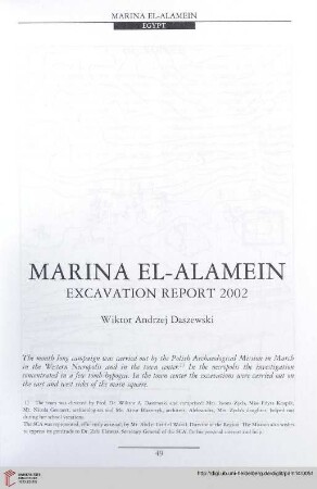 14: Marina el-Alamein : excavation report 2002