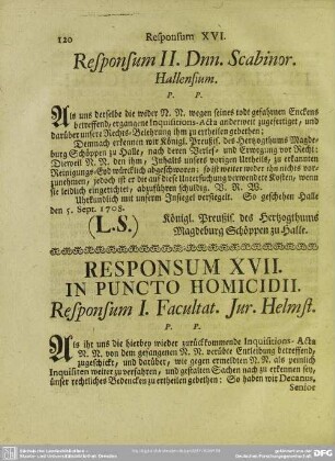 Responsum XVII. In Puncto Homicidii