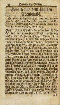 Gebeth vor dem heiligen Abendmahl