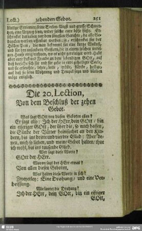 Die 20. Lection, Von dem Beschluß der zehen Gebot