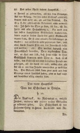 Das vierte Hauptstück. von der Schreibart in Briefen.