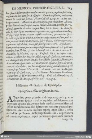 Historia 18. Galeni de Epilepsia. Epilepsia ex tibia originem ducens