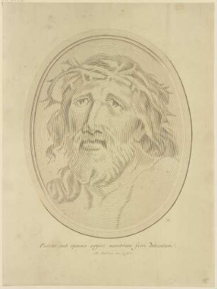 Christuskopf mit Dornenkrone in der Art von Claude Mellans' Formatur unicus una