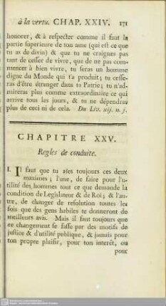 Chapitre XXV. Regles de conduite