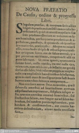 Nova Praefatio De Causis, ordine & progressu Libri