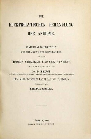 Zur elektrolytischen Behandlung der Angiome. ...
