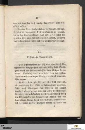 VI. Oeffentliche Sammlungen