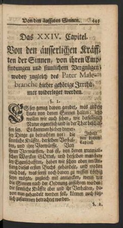 Das XXIV. Capitel. Von den äusserlichen Kräfften der Sinnen, ...