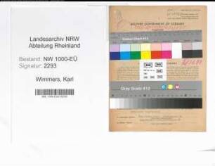 Entnazifizierung Karl Wimmers, geb. 13.07.1911 (Angest.)