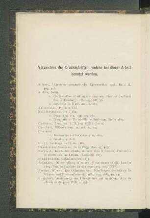 Verzeichnis der Druckschriften, welche bei dieser Arbeit benutzt wurden.