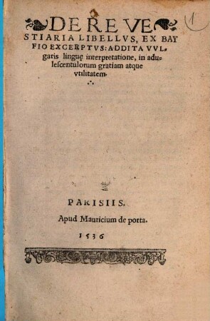 Libellus de re vestiaria