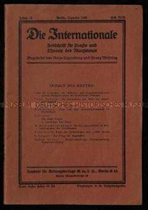 Sozialistische Zeitschrift begründet von Rosa Luxemburg und Franz Mehring, Jg. 1930