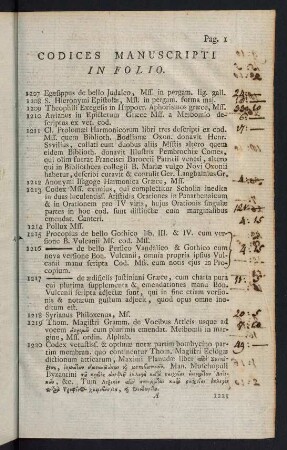 1-38, Codices Manuscripti in Folio - Scriptores Varii cum Mss. in Quarto